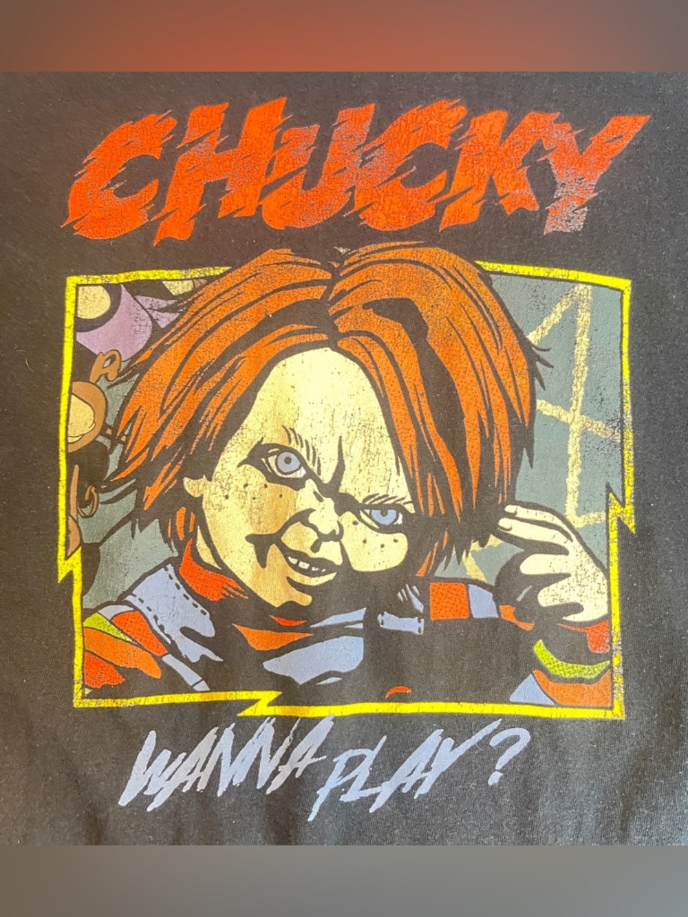Chucky Graphic Pint T shirt Black Size XL Child’s Play Horror Movie Pullover